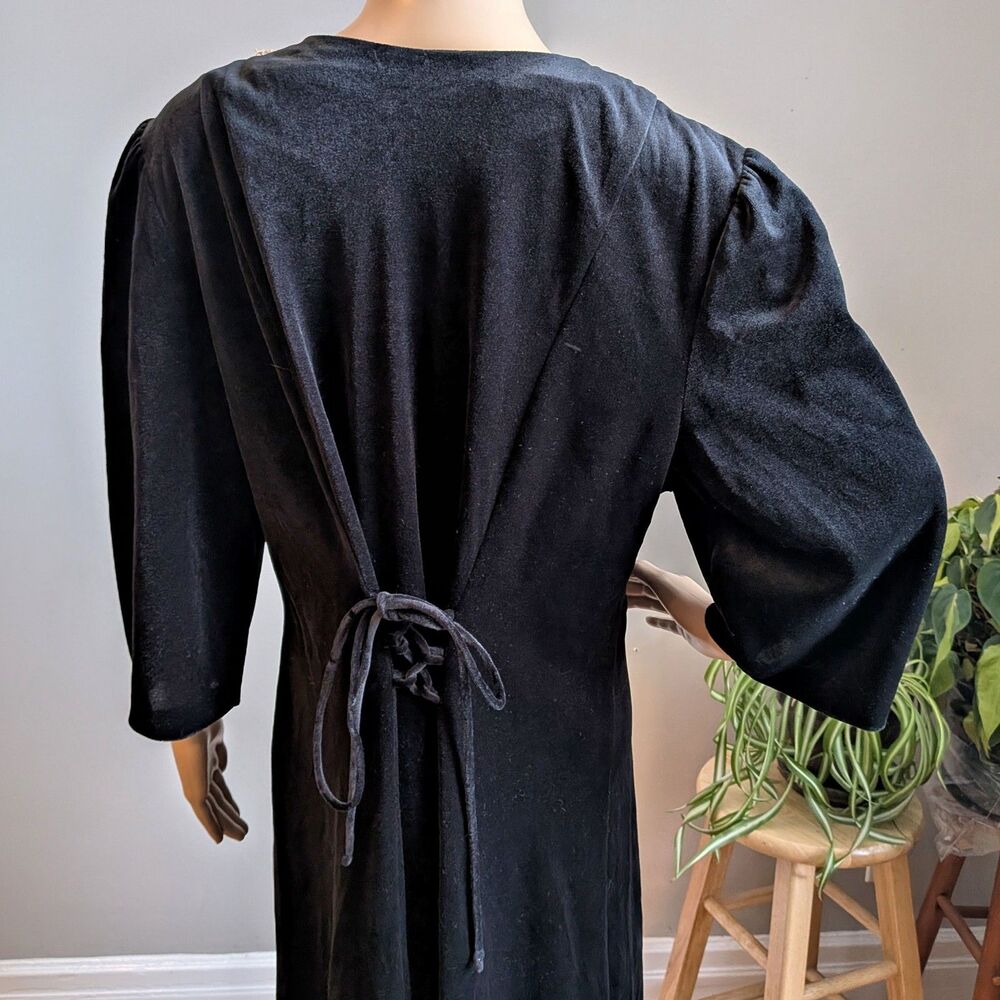 Vintage 90s Ultra Velvet Maxi Dress Lace Collar Wednesday Adams Plus Size 18W - Picture 6 of 11